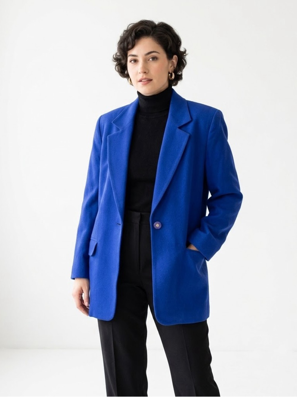 Regalia Vintage 100% Wool 80’s Cobalt Blue Oversized Blazer Jacket Size 10